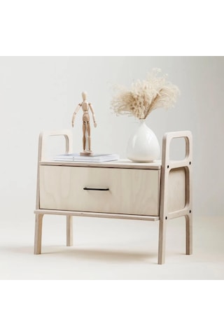 Woodesk Tale, Ahşap, Çekmeceli Natural Renk, 75x65, Komodin,