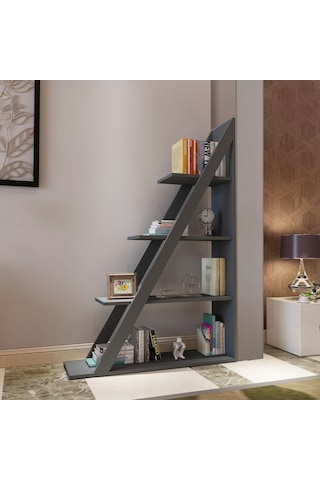 Arnetti Arven 4 Raflı Modern Kitaplık, Antrasit - Arven