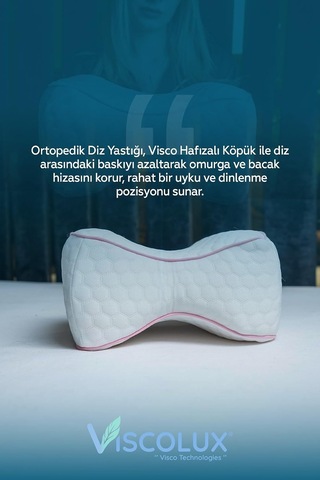 Tr Bacak Arası Ortopedik Yastık - Diz Bacak Arası Visco Yastık Bacak Destek Minderi Pembe 25x19x14, Pembe Diğer