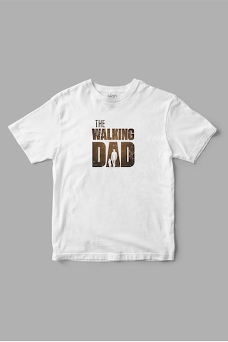 Gries "the Walking Dad" Baba Oğul - Kız Baskılı Tişört Beyaz