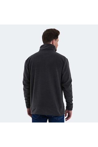 Slazenger KADMOS Erkek Fermuarlı Dik Yaka Cepli Koyu Gri Polar