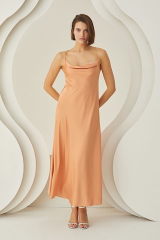 Nbb Kadın Somon Taşlı Silky Uzun Gecelik Somon