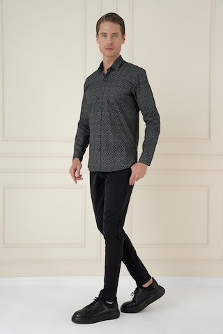 Efor Slim Fit Baskılı %100 Pamuk Spor Lacivert Gömlek G 1588 Lacivert