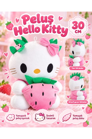 Oyuncak Hello Kitty Peluş Orta Boy Yumuşak Sevimli Hediyelik Oyun Arkadaşı 30 Cm Pembe