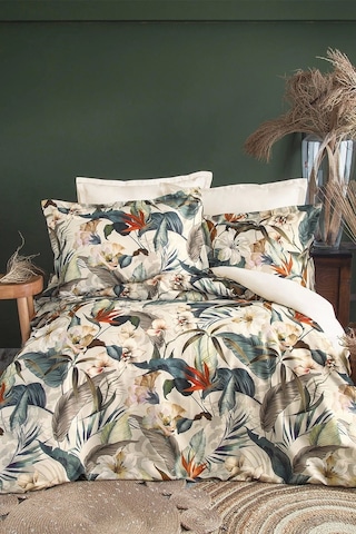 Spasso %60 Tencel Lyocell %40 Pamuk Dijital Saten Çift Kişilik Nevresim Takımı Çok Renkli