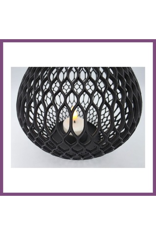 Twin Store 3d Baskı Izgara Desenli Büyük Boy Tealight Mumluk Dekoratif Mum Tutucu Bzstwın Çok Renkli