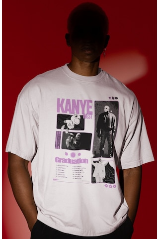 Sevbano Kanye West Rapper Şarkıcı Ön Baskılı Unisex Oversize Tişört Beyaz