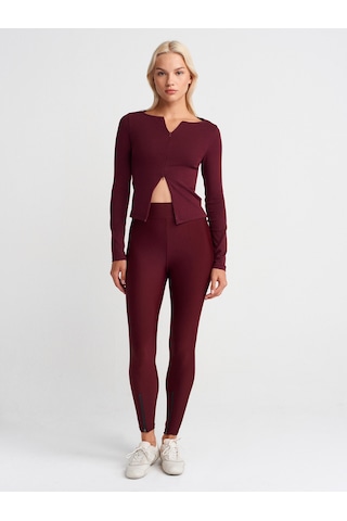 Dilvin 7934 Fermuar Detaylı Tayt-bordo Bordo