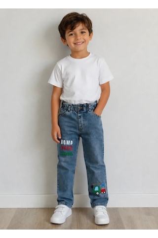 Kaizer Jeans Mavi Kamyon Desenli Çocuk Pantolonu