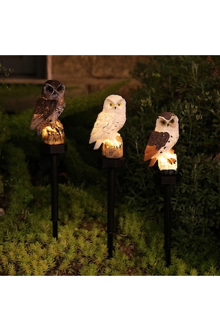 Mufunye Solar Led Baykuş Bahçe Işığı - Kauçuk仿真动物 Tasarım - 12 Saat Sürekli Aydınlatma - Serit Ve Çimen İçin Kolay Kurulum