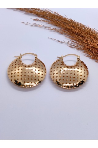 Sapphire Store Gold Renk Özel Tasarım Delikli Küpe Altın