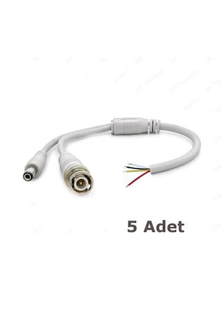 5 Adet Bnc + Dc Power Hazır Kablo Konnektör Seti Tek Kabloyla Video Ve Güç Bağlantısı