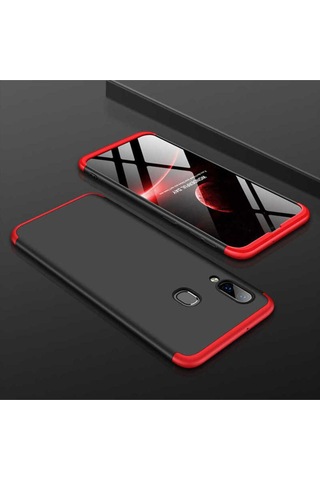 Samsung Uyumlu Galaxy A20 Kılıf Zore Ays Kapak Siyah-Kırmızı