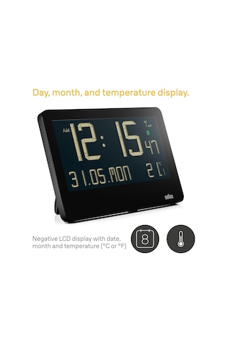 Braun Dijital Duvar Saati, İç Mekan Sıcaklığı, Tarih, Haftanın Günü, Büyük Ters Lcd Ekran, Hızlı Set, Bip A Genel