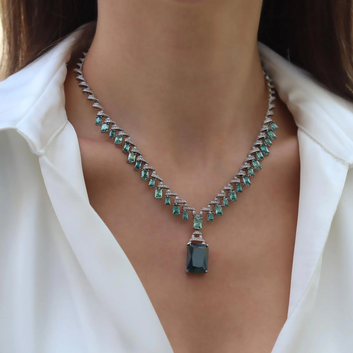 Aleksandrit Işıltısı Gümüş Gerdanlık Gümüş