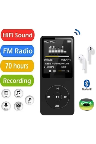 8gb Dahili Hafızalı Bluetoothlu Mp3-mp4 Çalar Ses Kayıt Fm Radio
