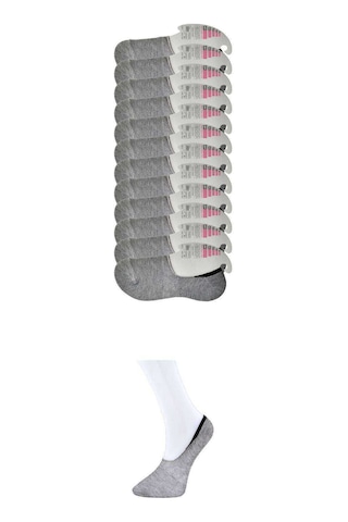Royaleks Gri Kadın Babet Çorap 12 çift RYL-KBT12002 Çok Renkli