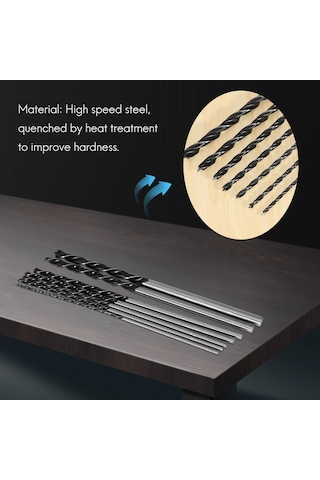 Sointeresting 7 Parça X Uzun Ahşap Matkap Ucu Seti 4mm 5mm 6mm 7mm 8mm 10mm 12mm X 300mm Brad Noktası