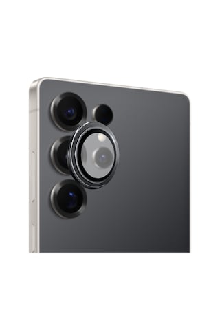 Safeus Safir Temperli Kamera Lens Koruyucu, Samsung Galaxy S25 Ultra İle Uyumlu Siyah