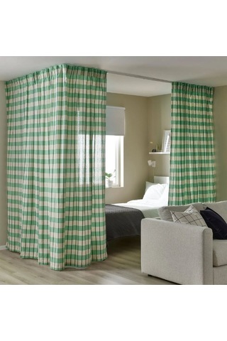 Ikea Glanshagtorn Tül Perde 300x300 Cm Yeşil-beyaz-siyah Çok Renkli