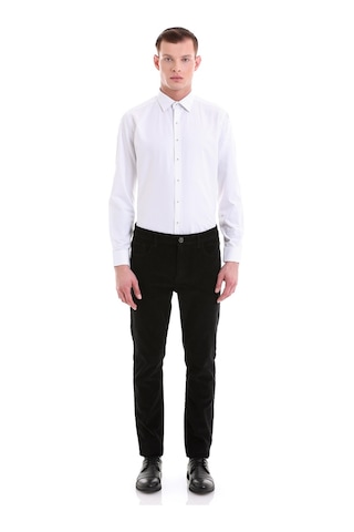 Hatemoğlu Siyah Slim Fit Baskılı Pamuklu Slim Yaka Uzun Kollu Klasik Gömle Siyah
