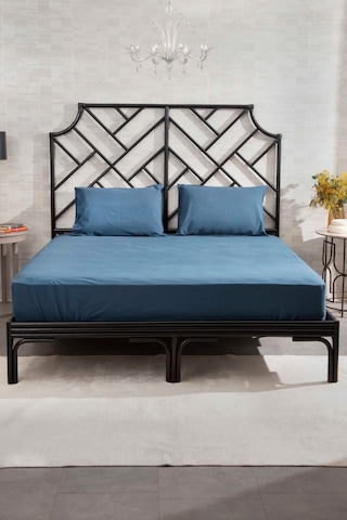 Kaay Premium Lastikli Çarşaf Dahil Nevresim Takımı 200x220 Çift Kişilik Lacivert