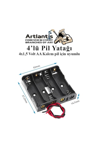 AA Kalem Pil ile Uyumlu 4'lü Pil Yatağı 4 x 1.5 Volt 5 Adet