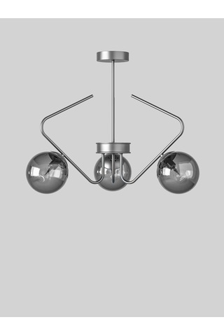 Lunor Siyah Metal Füme Cam Küre Başlıklı Modern 3'lü Avize