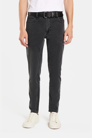 Tudors Erkek Slim Fit Yıkamalı Taşlamalı Esnek Kot Düz Paça Tapered Gri Pantolon-34829 Gri