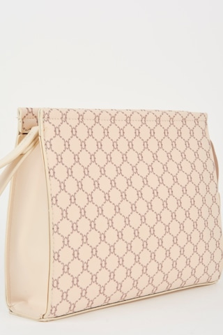 Vivaq Kadın Petunya Desenli Krem Astarlı Suni Deri Bilek Askılı Portföy El Ve Clutch Çanta