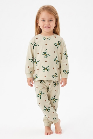 Modanıno %100 Pamuk Ve Baskılı Kız Çocuk Pijama Takımı 9-36 Ay 12741ıs Su Yeşili