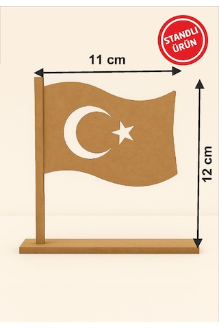 Boyanabilir Türk Bayrağı Standlı Ahşap Oyuncak Etkinlik Aktivite 10 Ad