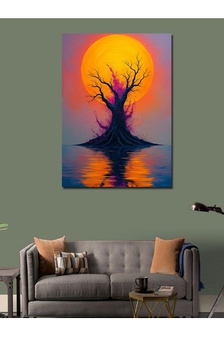 Kanvas Tablo Güneş Batışında Ağaç 70cmx100cm
