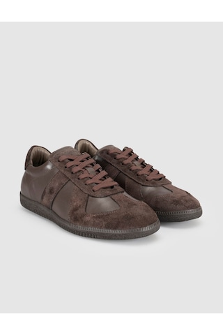 Kahverengi Süet Deri Kadın Sneaker Kahve