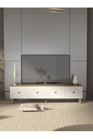 Bohem Tarz 180 Cm 4 Kapaklı Mdf Kapak Tv Ünitesi Ceviz