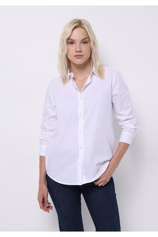 Colins Regular Fit Shirt Neck Düz Kadın Beyaz Uzun Kol Gömlek Cl1075215 Q1.v1 Wht Beyaz