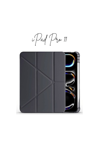 Apple Uyumlu iPad Pro 11 2025 M5 Çip Tri Folding Kalem Bölmeli Akıllı Standlı Özellikli Kılıf Kapaklı Kılıf