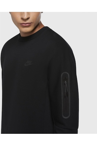 Siyah - Gri - Gümüş Erkek Bisiklet Yaka Sweatshirt Cu4505-010 M Nsw Tch Flc Crw Siyah - Gri - Gümüş