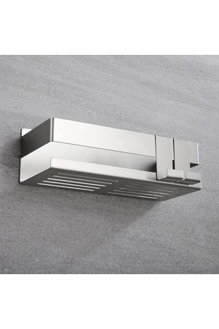 Gajeena 304 Paslanmaz Çelik Güneşli Banyo Dolabı - 23x10x8 Cm Duş Tutucu Sadece Tutucu Dahil Gümüş