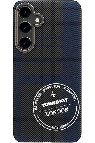 Galaxy S24 Plus Uyumlu Kılıf Ekose Desenli Youngkit Gezhi Serisi Kapak Kırmızı