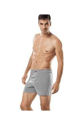 Tutku Gri Erkek Penye Düğmeli Boxer 6'Lı Paket
