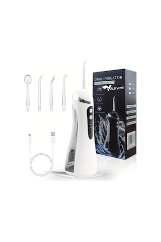 Valkyrie Şarj Edilebilir Diş Protez Bakım Ağız Duşu 4 Başlıklı Taşınabilir 1. Kalite Beyaz