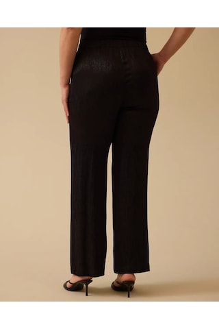 Büyük Beden Parlak Dokulu Geniş Paça Pantolon Gala-xi Siyah