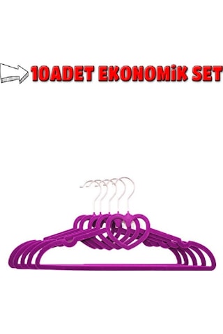 10 Adet Premium Kadife Pantolon Elbise Askısı Yüksek Kalite Mor Mh01 Mor