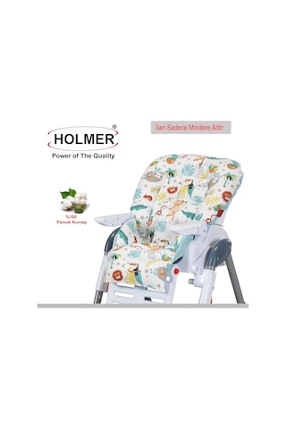 Holmer Organik Mama Sandalyesi Minderi & Kılıfı Kemer Deliksiz Su Yeşili