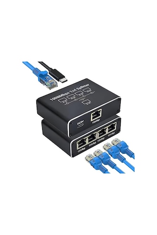 Ethernet Splitter 1x4 4 Port Ethernet Çoklayıcı 1000mbps Cat5 Cat6 Rj45 Kablo Çoklayıcı