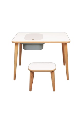 Moniev Çocuk Oyun Etkinlik Çalışma Masası Aktivite Gri Tabureli Gri