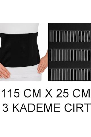 Ayarlanabilir Abdominal Siyah Karın Korse Bel Korse Doğumsonrasıkorse Cerrahi Korse Misinalı Kumaş 115 Cm X 25 Cm