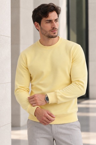 Polo State Erkek 2 Li Set Bisiklet Yaka Basic Sweatshirt Mavi & Sarı