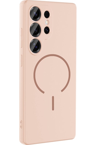 Mobilefix Galaxy S26 Ultra Kılıf M-safe Şarj Özellikli Zore Meta Kapak - Rose Pembe